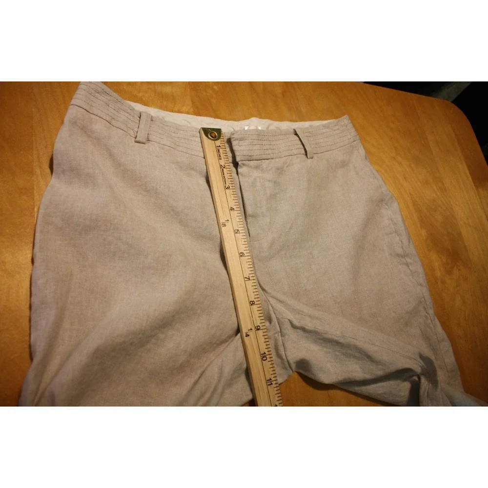 Banana Republic Pants Womens 4 Beige Contour Fit Stretch Linene Blend Beach Vaca
